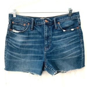 Madewell The High Rise Slim Boy Jeans Cut Off Shorts SZ 31